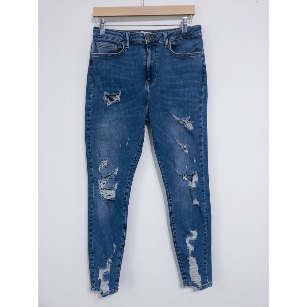 Forever 21 high-rise distressed jeans sz 28 Y2K streetwear festival grunge